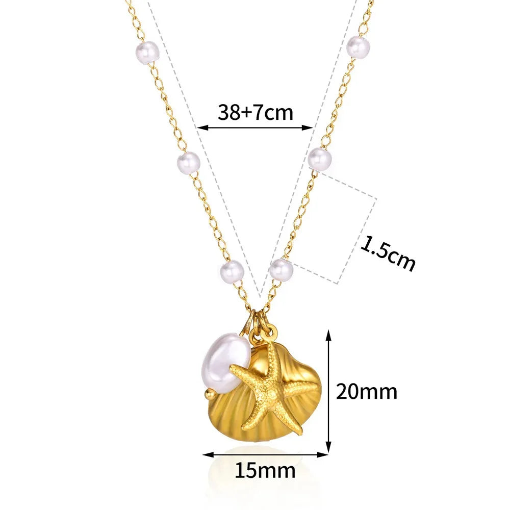 Collar Doble Dorado con Colgantes de Mar – Estilo Boho Chic Verano