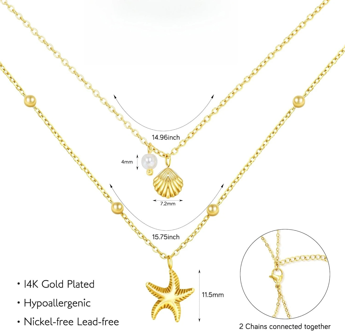 Collar Doble Dorado con Colgantes de Mar – Estilo Boho Chic Verano