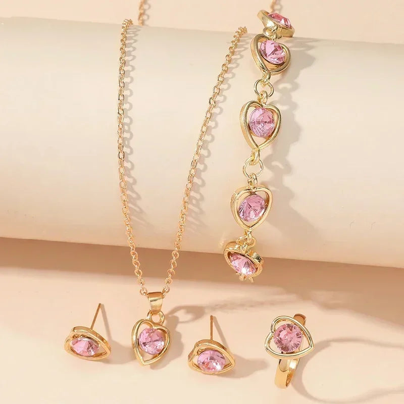 Set de Joyería Corazón de Cristal