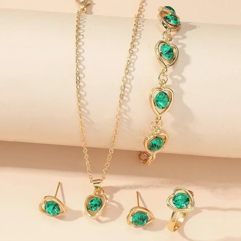 Set de Joyería Corazón de Cristal