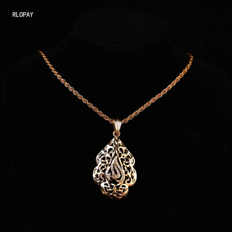 Colgante Islámico "Allah" en Dorado con Cristales
