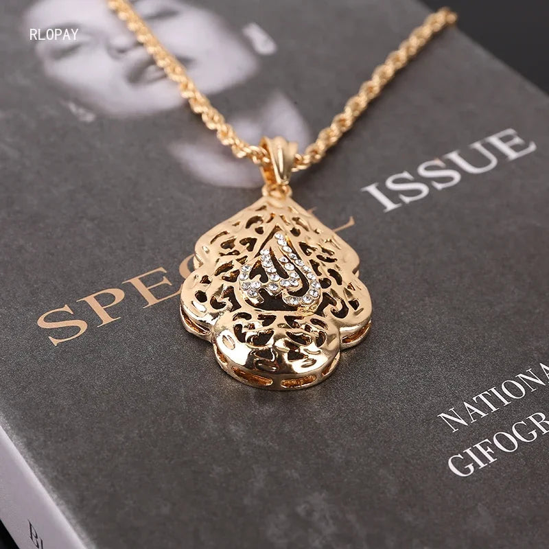 Colgante Islámico "Allah" en Dorado con Cristales