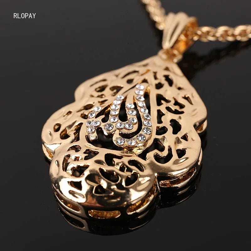 Colgante Islámico "Allah" en Dorado con Cristales