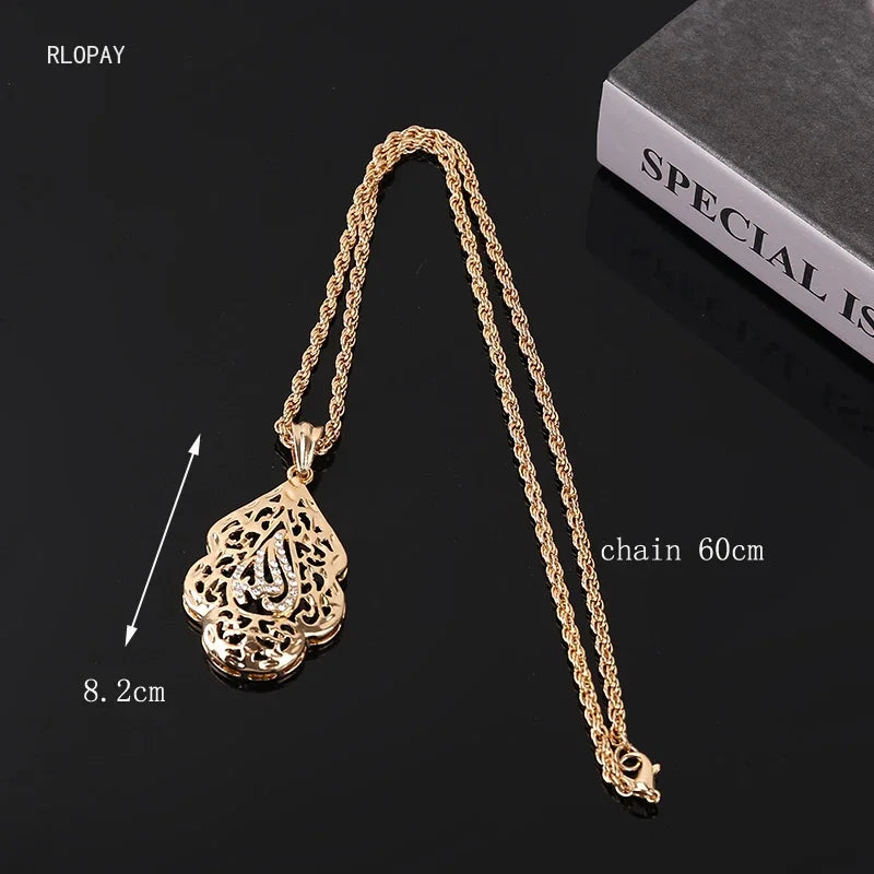Colgante Islámico "Allah" en Dorado con Cristales